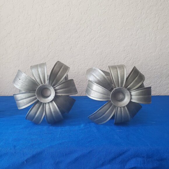 2 VTG Privet House Palms Away Short Galvanized Candle Sticks - Picture 8 of 10